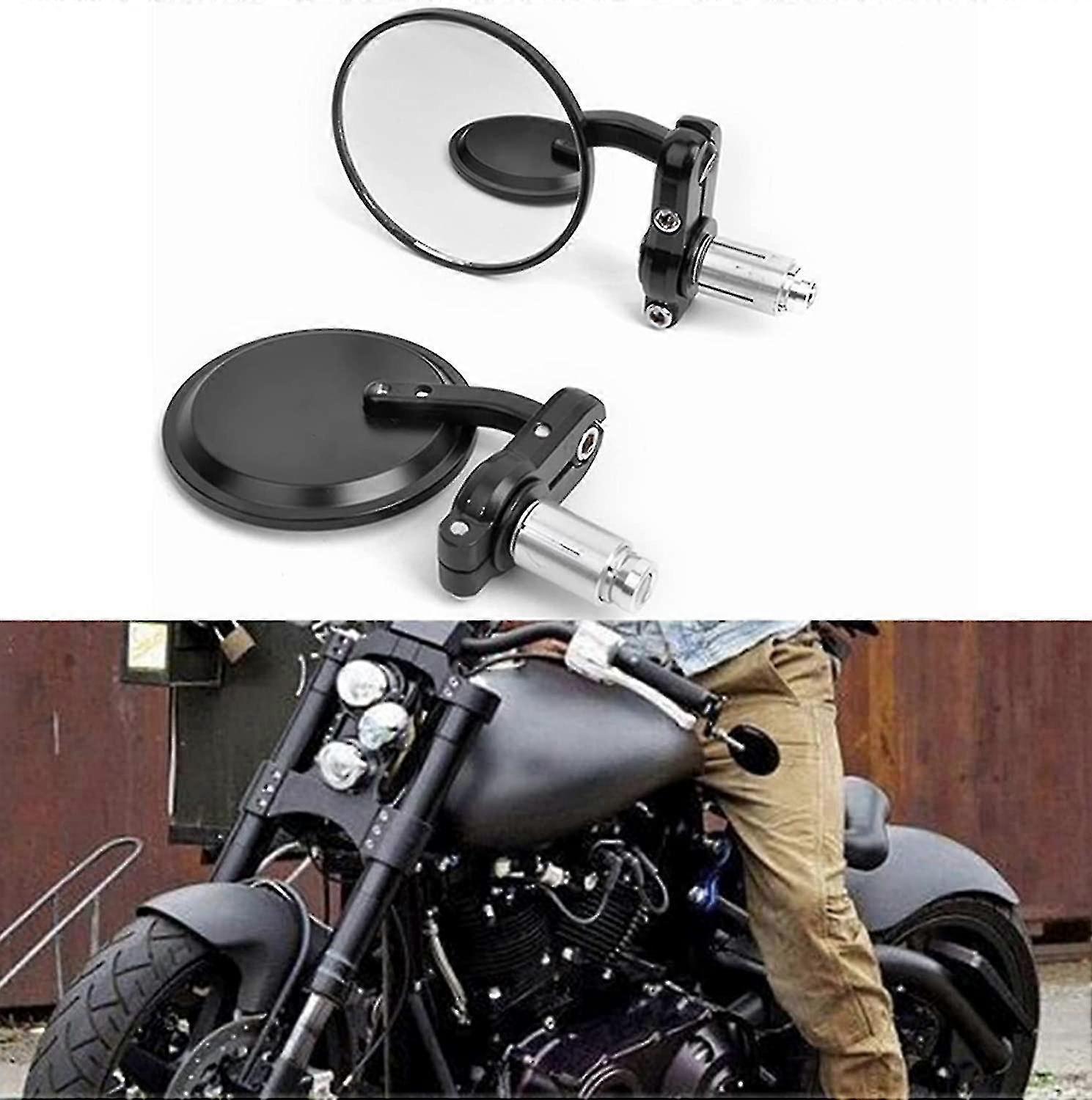 Pair Of Universal Motorcycle Side Mirrors For 7/8 Inch 22mm Bar Ends Aluminum Rearview Mirrors