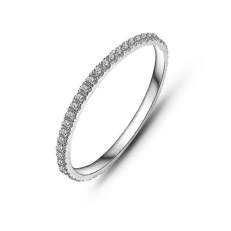 Wabjtam Silver Diamond Stackable Ring Women's Eternity Ring