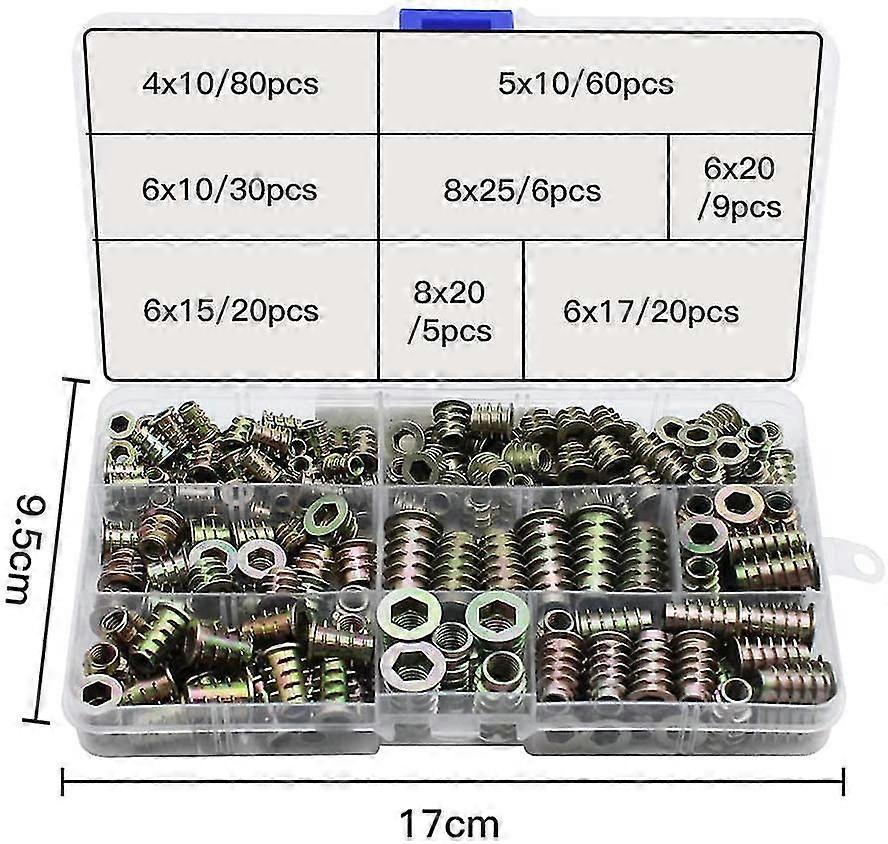 230 Pieces Zinc Alloy Hex Threaded Insert Nut Threaded Inserts
