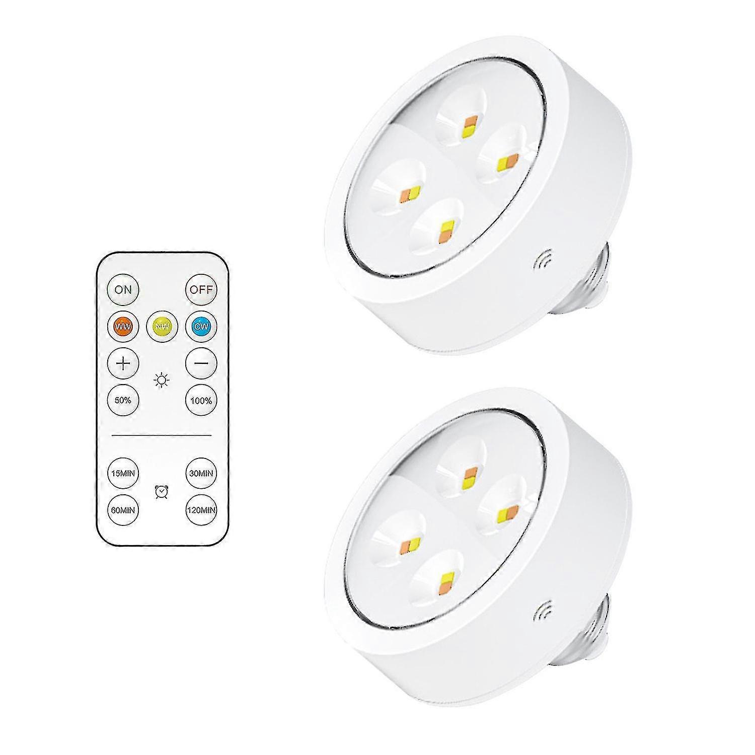 Battery Operated Light Bulbs With Remote, Battery Powered Led Puck Lights With E26 Screw In, Aa Batt