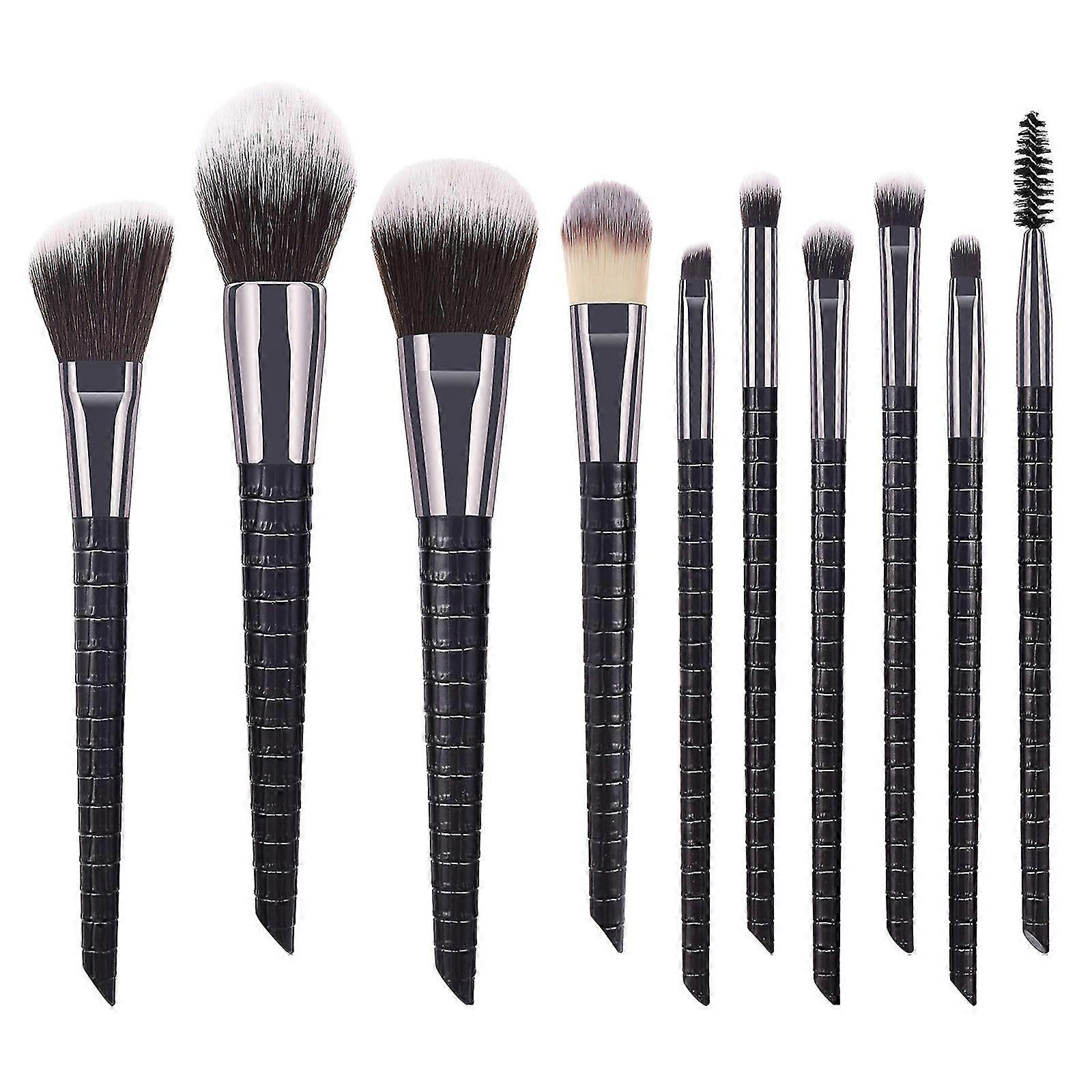 10 Makeup Brushes Set Pattern Foundation Brush Eye Shadow Brush Eyelash Brush Makeup Tool