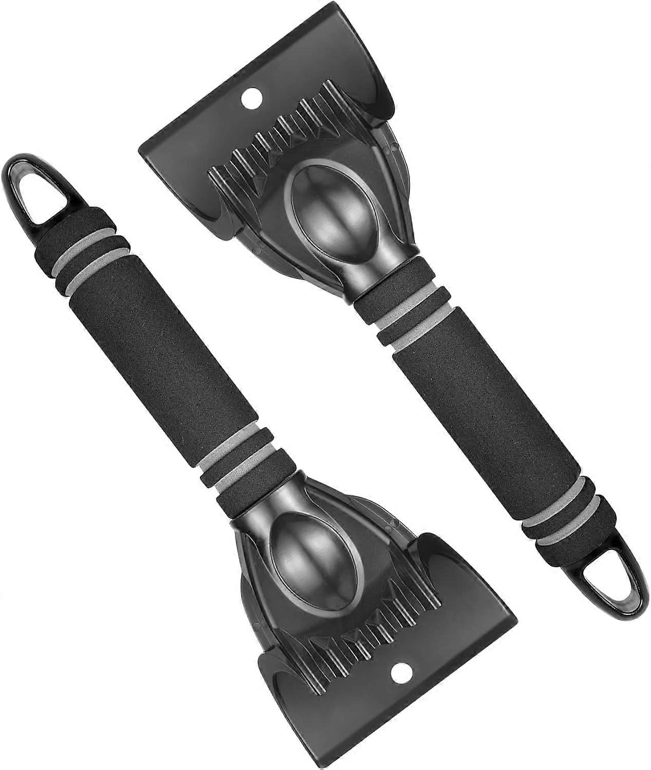 2 Pack Ice Scraper Snow Scraper Frost Ice Removal Tool,Sturdy,Foam Grip,Compact Size,for Car Auto SUV Truck Windshield Windows (Black)