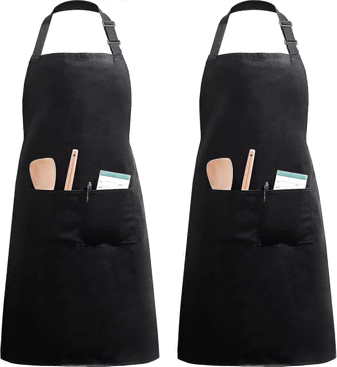 2 Pcs Adjustable Apron with 2 Pockets, Cooking Apron for Kitchen Restaurant Cafe