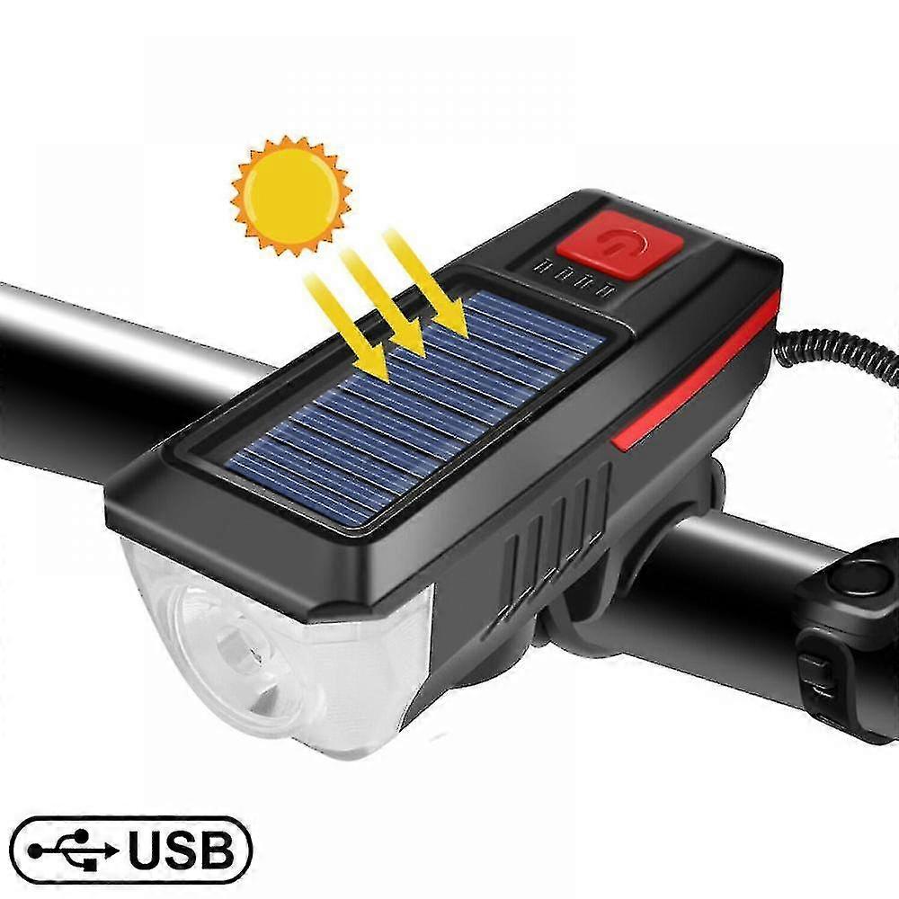 Led Solar Bicycle Lights Horn Bike Front