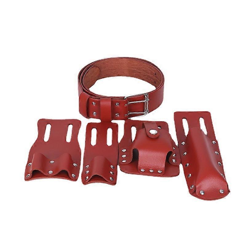 5 in 1 Tool Belt, Leather Scaffolding Tool Pouch with Level Wrench Hammer Holder Accessories