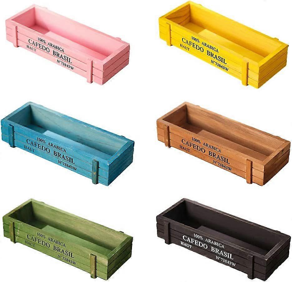 Multifunctional Rectangular Wooden Storage Box Flowerpot Simulation Plant Flowerpot Random Color