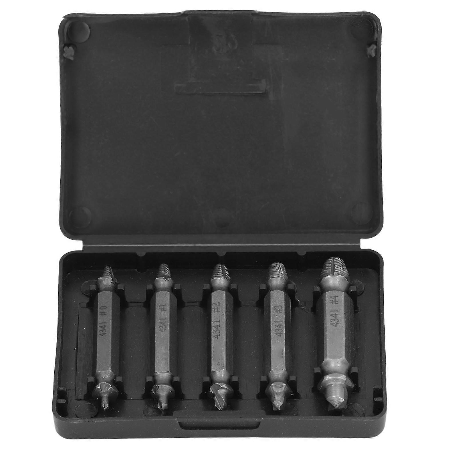 5Pcs Screw Extractor High Speed Steel Remover Double Head Removal Tool Set Kit with Box