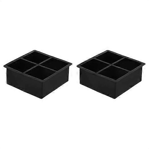 Set of 2 Silicone ice cube molds, 4 ice cubes per mold, 11 x 11 x 4.5 cm