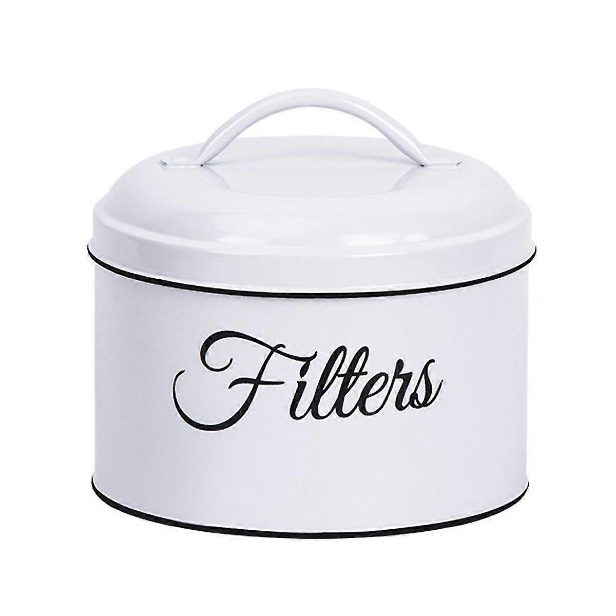 Coffee Filter Holder, Basket Coffee Filter Storage With Lid, Round Coffee Filter Container For Coun