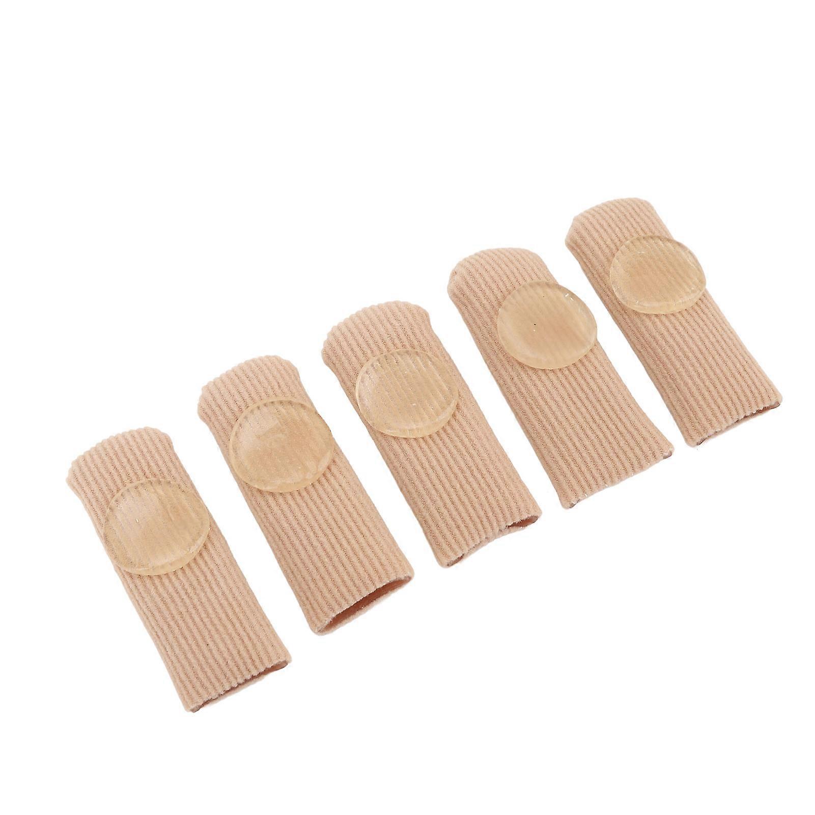 5pcs Toe Protector Reduce Soreness SEBS Closed Soft Toe Surface Fabric Sleeve Protectors Skin Color L 0.8 X 2.4in
