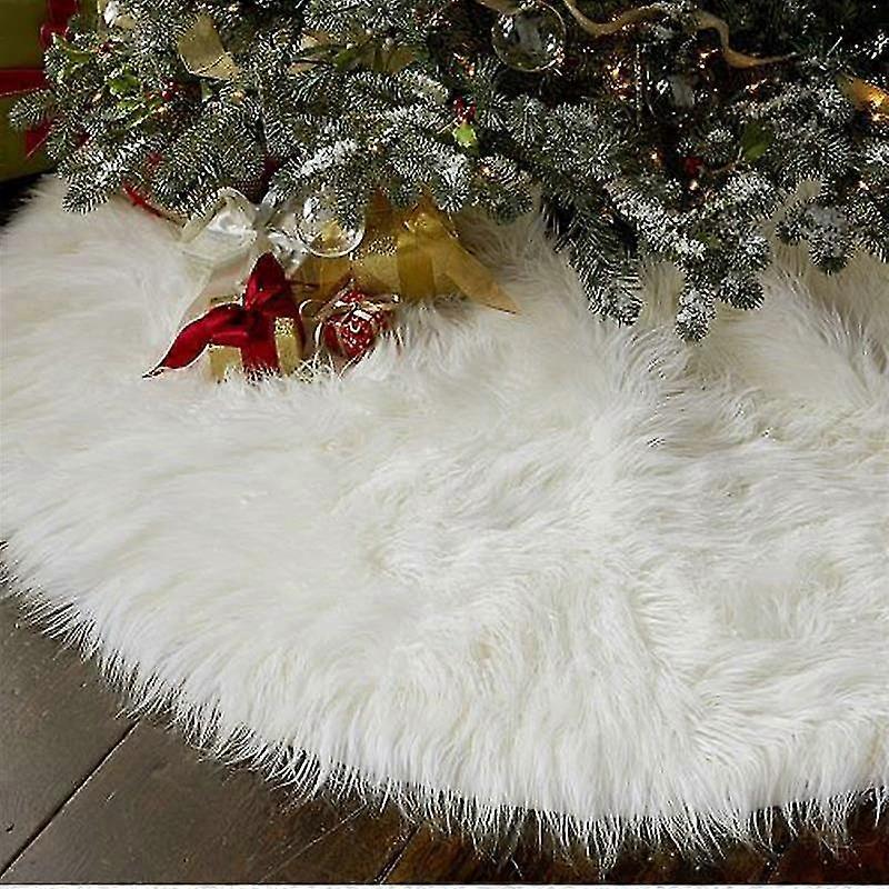 1pc Creative White Plush Christmas Tree Skirts Fur Carpet Xmas Decoration New Year Home Outdoor Decor Event Party Tree Skirts