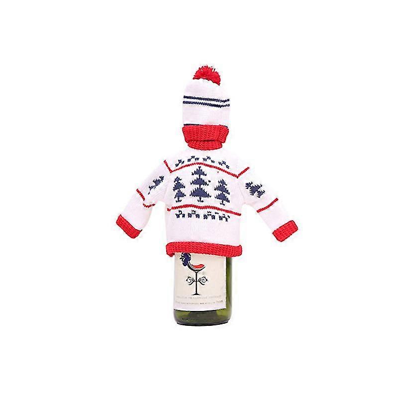 Christmas Wine Bottle Decoration Champagne Red Wine Bottle Knitted Clothes Sweater And Hat (christmas Tree)