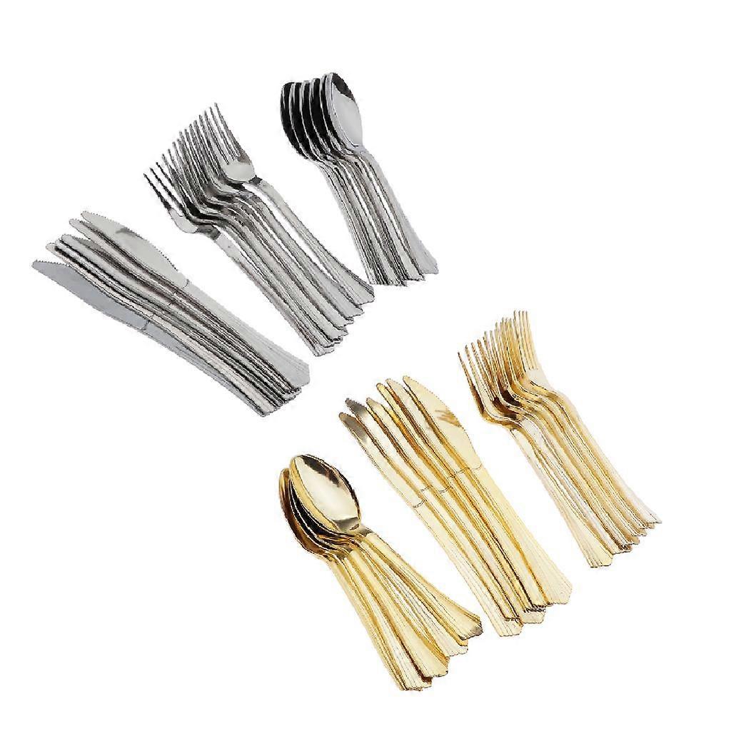 2 Sets 18/set Tableware Disposable Plastic Cutlery Set Forks  Spoons