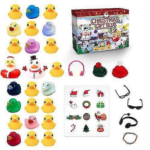クリスマス24日カウントダウンアドベントカレンダー、ラバーダックとアクセサリーの子供のバスおもちゃギフト-C88