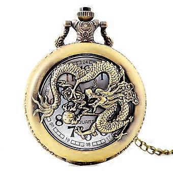Reloj de bolsillo de cuarzo Reloj de bolsillo hueco Ropa de estilo chino para hombre Reloj de bolsillo de cuarzo