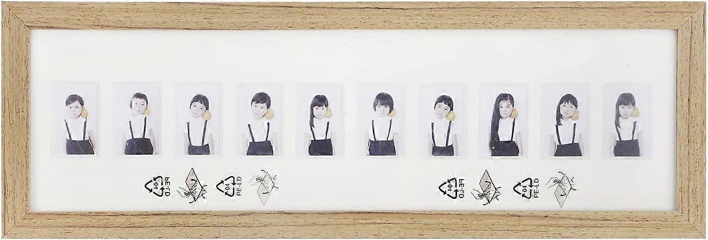 Solid Wood Photo Frame, Multiple Aperture Picture Frame for 10 Photos 1x1 Inch, Burlywood Rusty Wooden Wall & Tabletop Display for Baby Family Home Of
