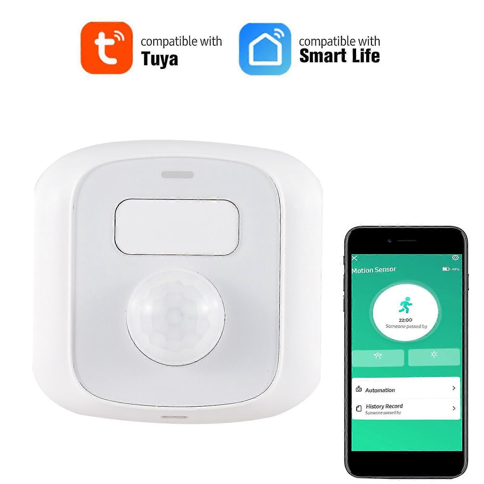 Tuya Wifi Motion Sensor Alarm Smart Human Body Induction Pir Sensor 16.4ft 120-degree Detection Range App Control Real-time Monitoring Intelligent Lin