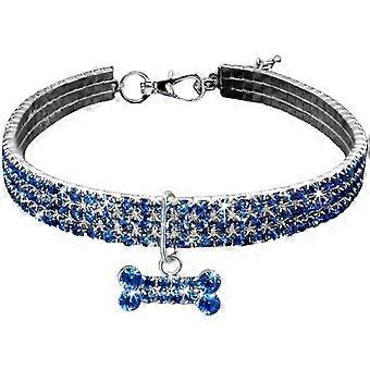 Dog collar Pet collar, elastic, rhinestone, rhinestone, for small dogs20 * 5cm-blue