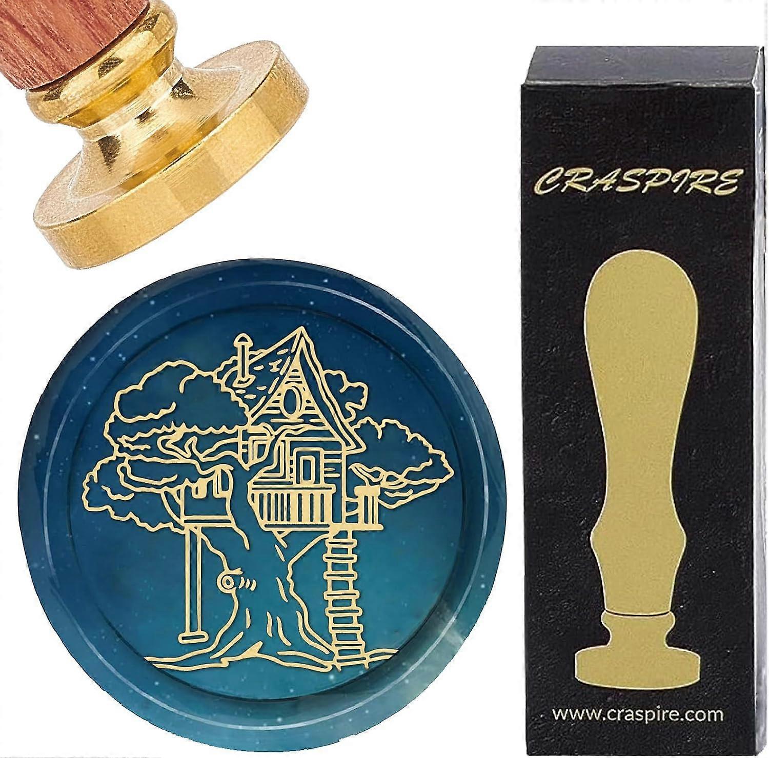 Tree House Wax Seal Stamps Sealing Wax Stamp 25mm Retro Removable Brass Head with Rosewood Handle for DIY Scrapbooking Wedding Invitation Gift Wrap En