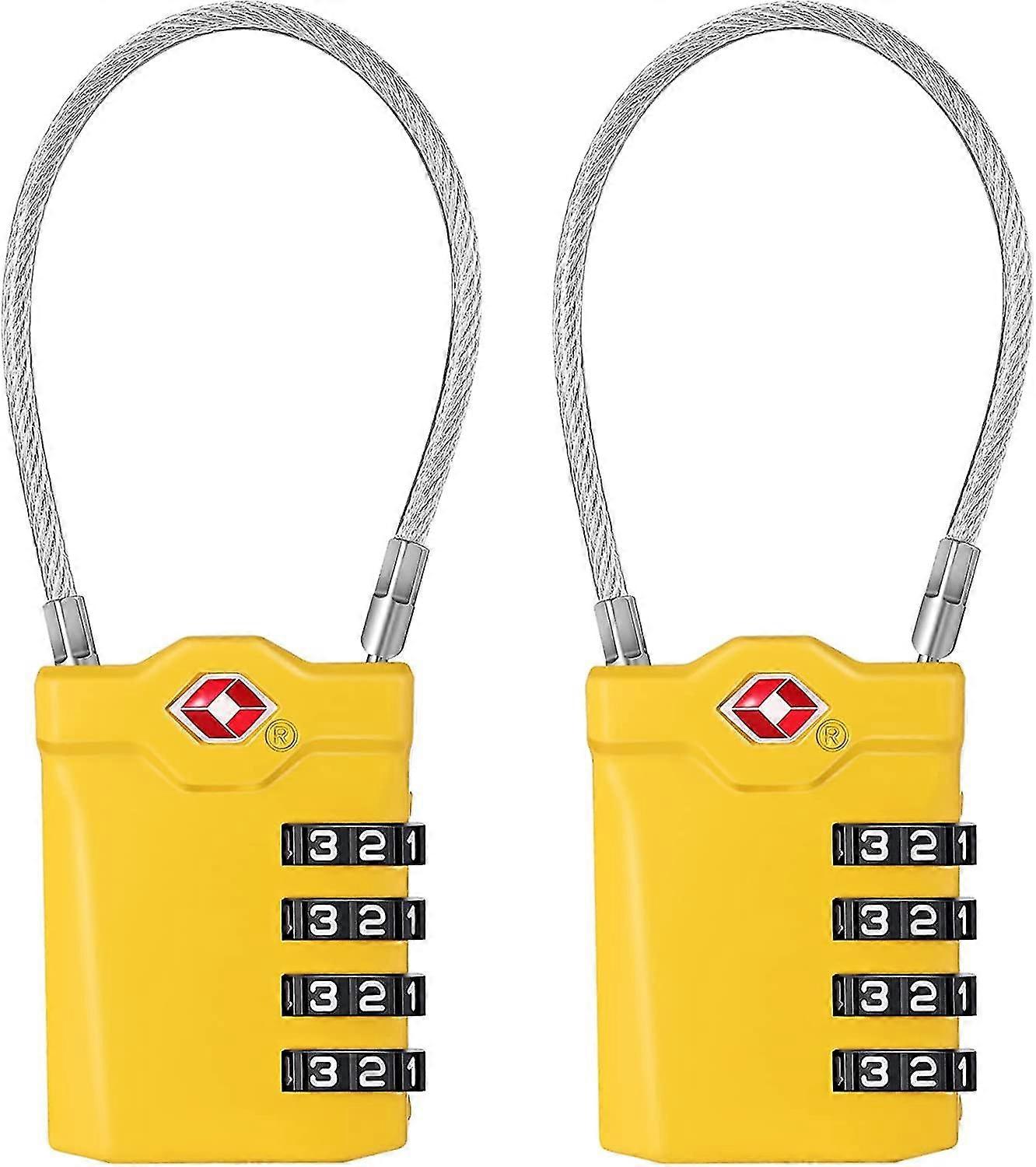 TSA Approved Luggage Locks, White Code Padlock with Open Alert, Flexible Cable Travel Lock