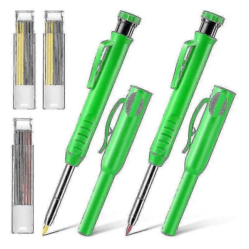 2 Pack Solid Carpenter Pencils , Scribe Tool With Built-in Sharpener Compatible With Construction Woodworking A PXCL