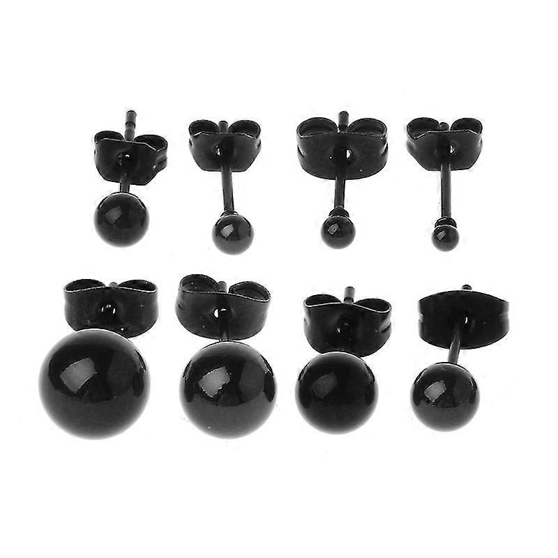 8pcs Tiny 2-8mm Stainless Steel Round Ball Bead Charm Elegant Stud Earrings Set