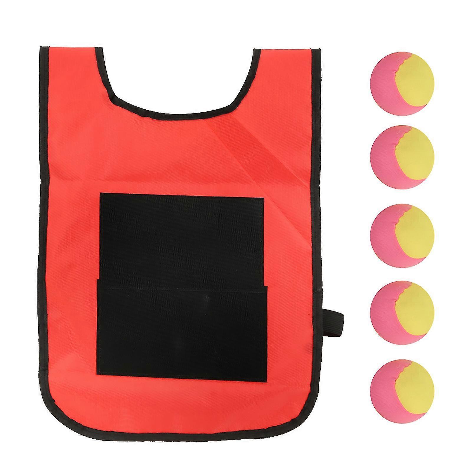 Red Dodgeball Tag Stickness Vest for Outdoor Kid's Throwing Target Game with Balls