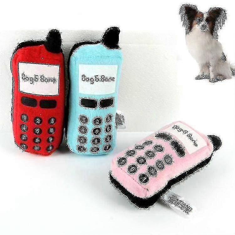 Wj010500 Pet Dog Cat Toys Phone Shaped Chew Play Squeaky Plush Practice Toys(random Color Delivery) (xiatian)