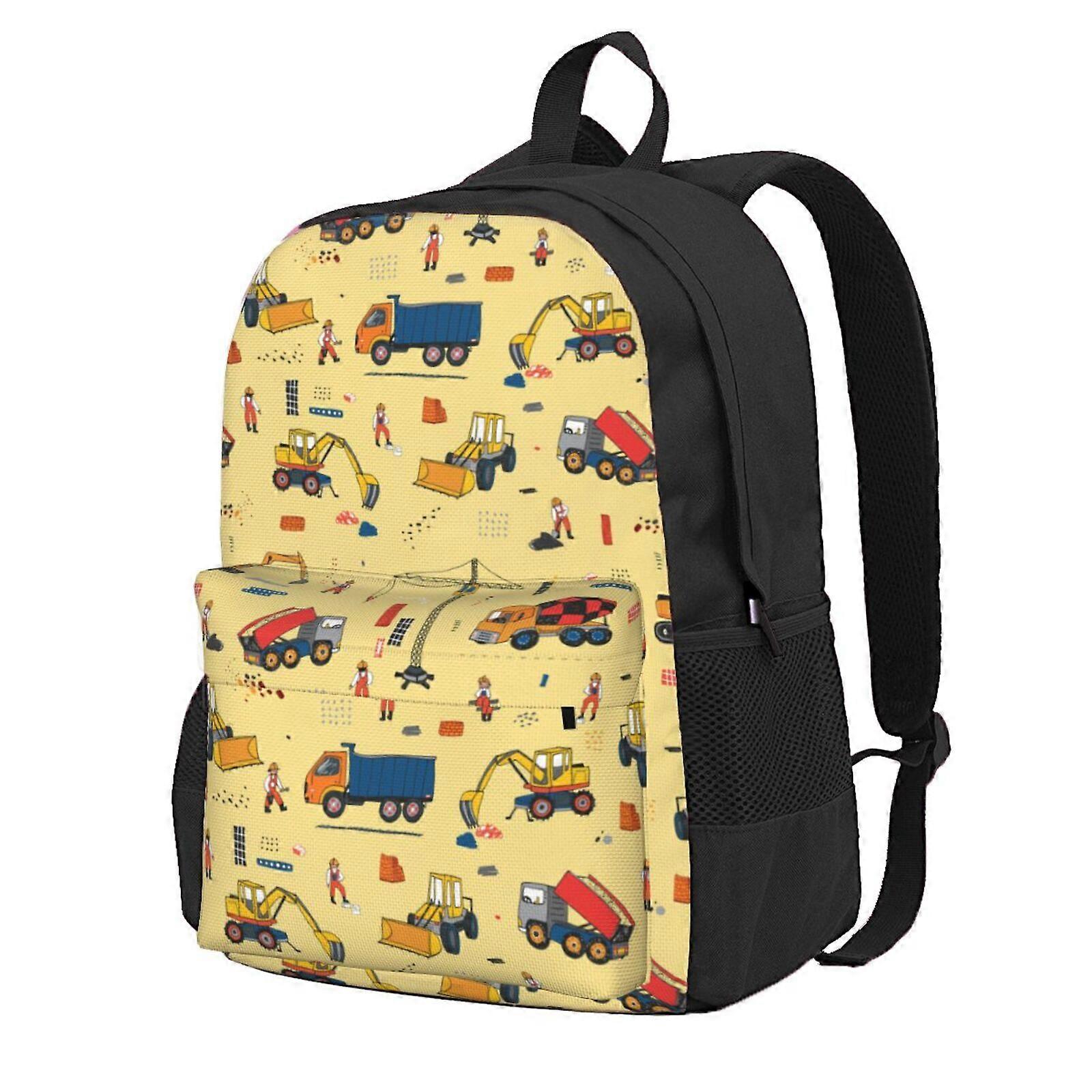 Construction Trucks Pattern Backpack,Large Capacity Travel Backpack,Laptop Backpack,Water Resistant Backpack For Women Men