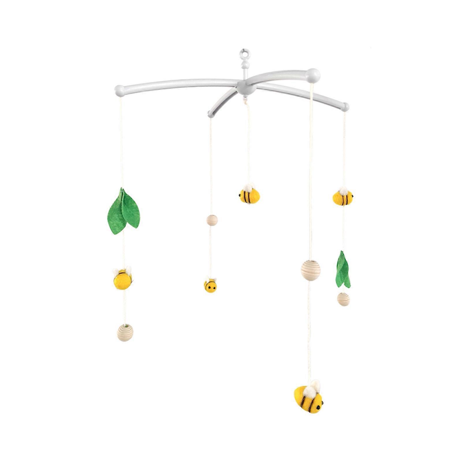 כדור דבורה לבד צמר בעבודת יד עם סוגר פלסטיק תליית קישוט מלאכת יד לבית תינוק חדר ילדים חדר שינה קיר מעונות