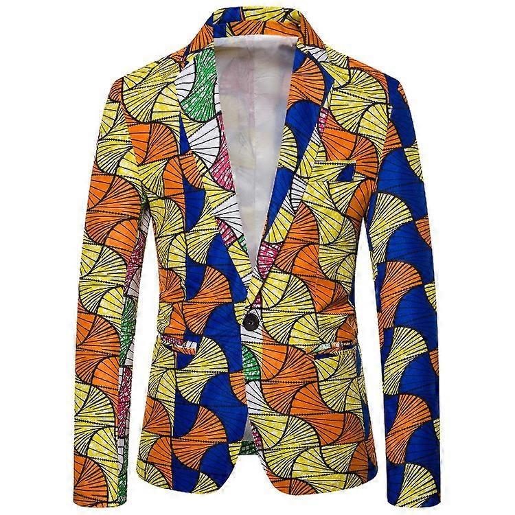 Mens Colorblocked Blazer One-button Casual Suit Jacket