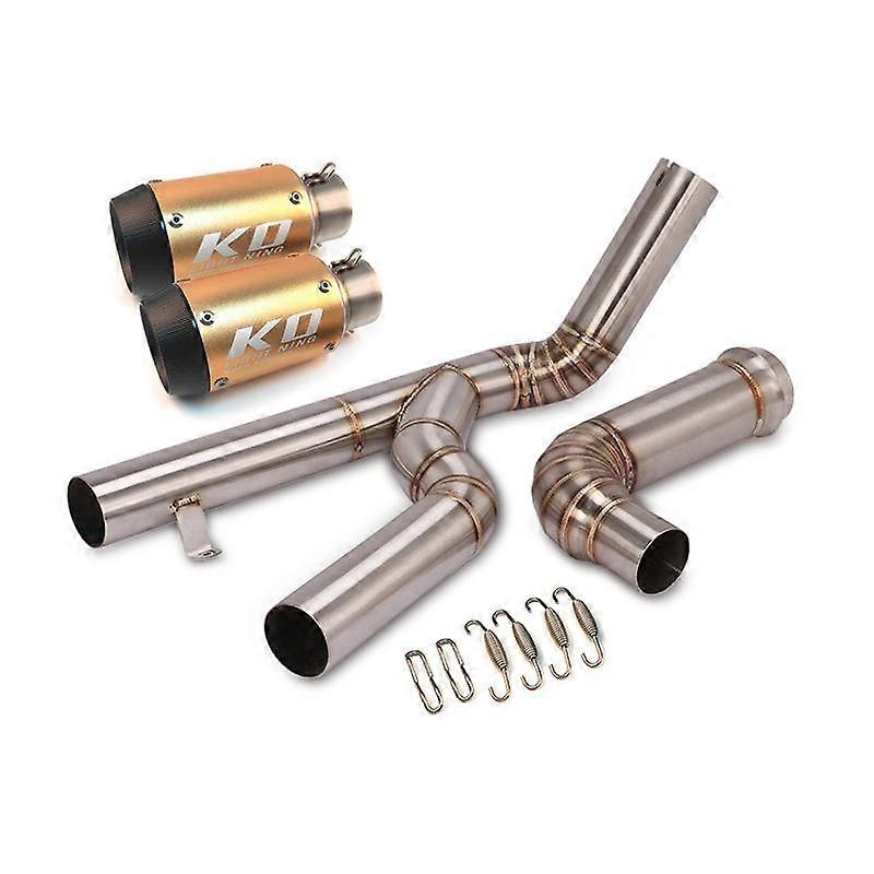 Dual outlet Motorcycle Short Exhaust Pipe Escape Muffler Mid Connect Tube No DB Killer Modified for 1290 Super Duke R 2014-2016