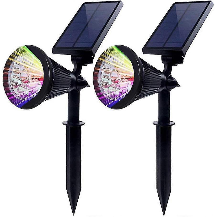 2 Pieces Garden Lights [change Color], 7 Rgb Color Led Lamp Beads, Solar Lights Auto-on / Off, Flag
