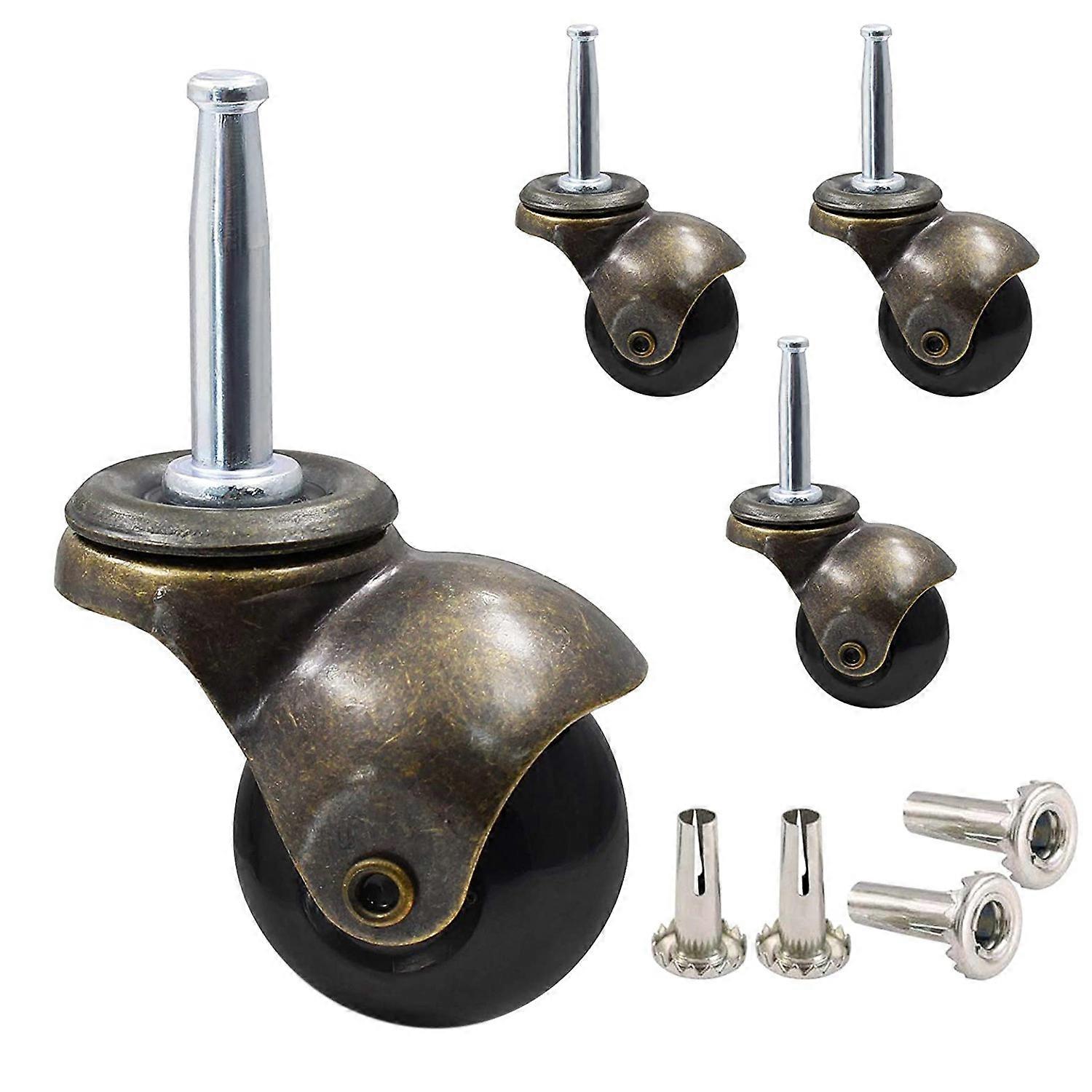 1.5Inch Ball Hjul Hjul for møbler Hjul Sett med 4 med 8 x 38mm montering Stem Sleeve Socket Insert Insert Replacement