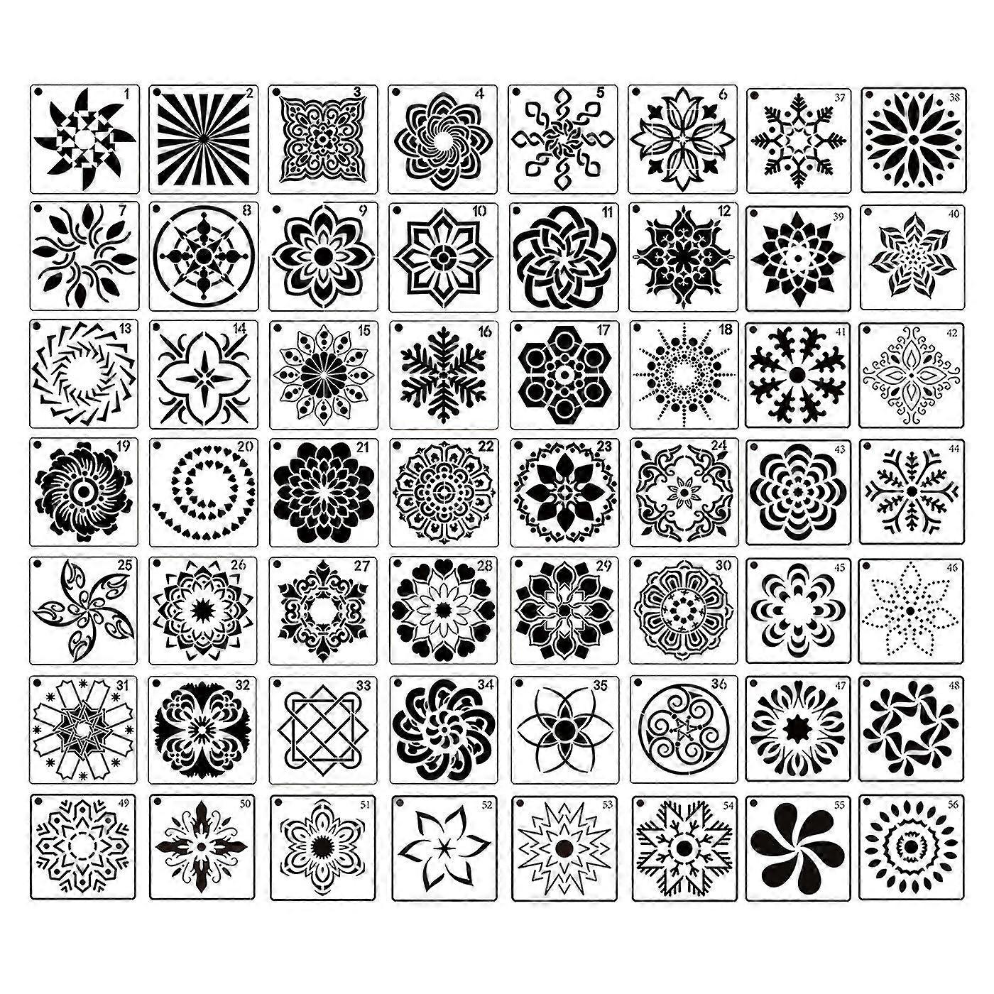 56 Pack Mandala Dot Painting Templates Stencils For Diy Painting Art Projects (3.6x3.6 Inch)