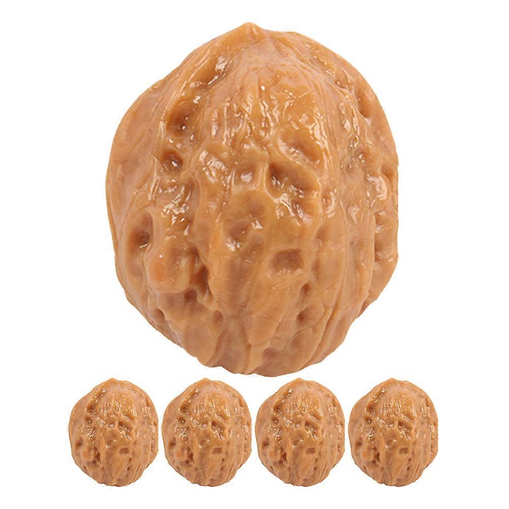 5pcs Faux Walnut Photography Props Artificial Nuts Decorations Decorative Ornaments