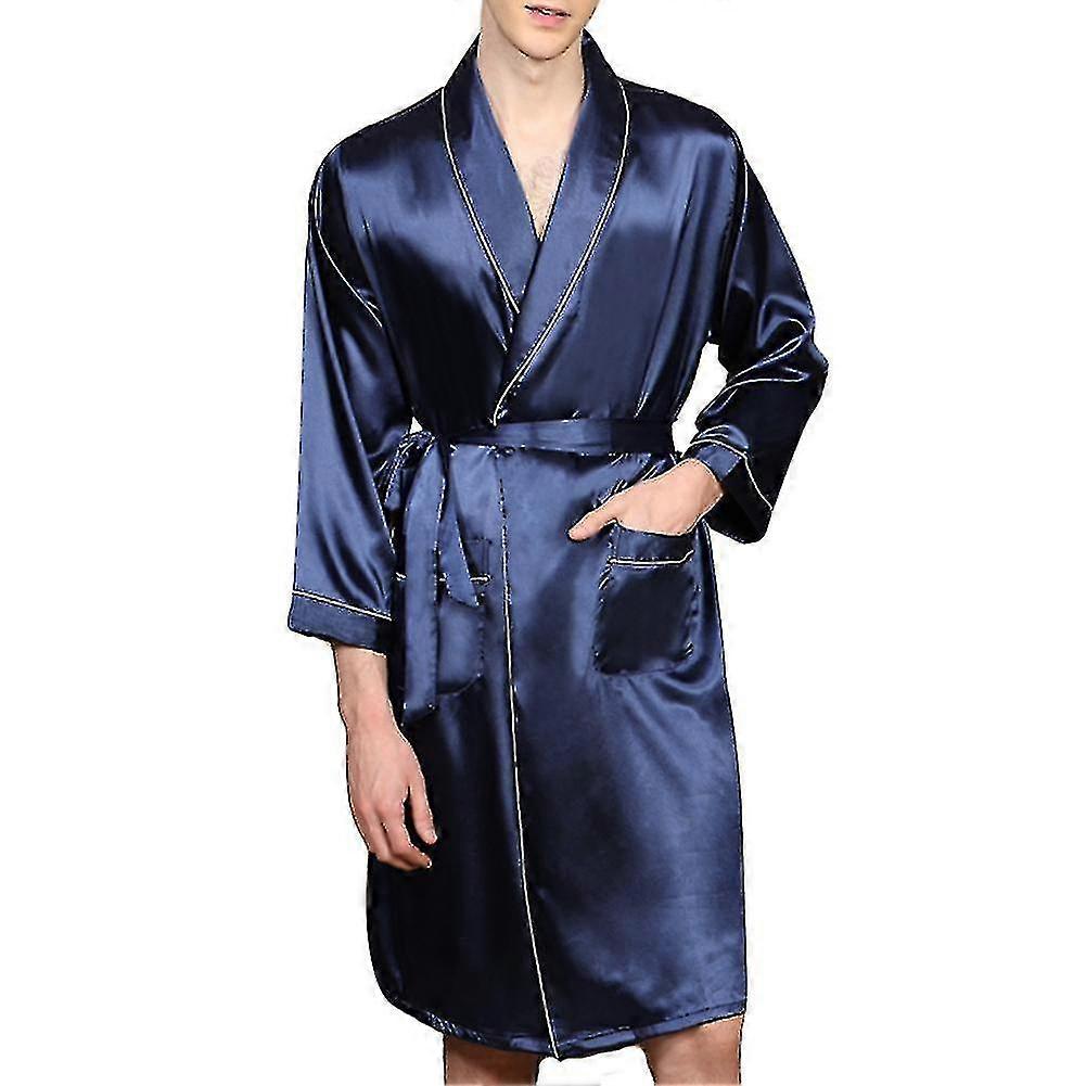 Seeunique Men's Satin Robe Shorts - Nightgown Soft Printed Barobes Pajamas