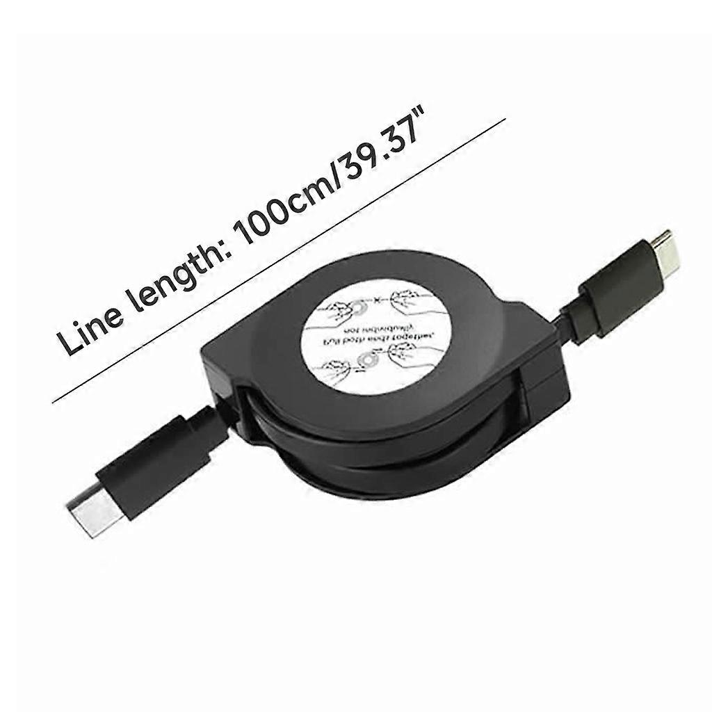 PD 60W USB C Retractable Data Cable, For Macbook Type C Fast Charging Cord