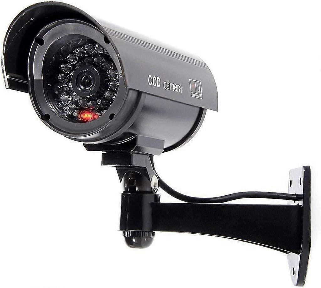 في الهواء الطلق داخلي وهمية وهمية تقليد كاميرا مراقبة CCTV مع وامض ضوء وامض شكل رصاصة أسود