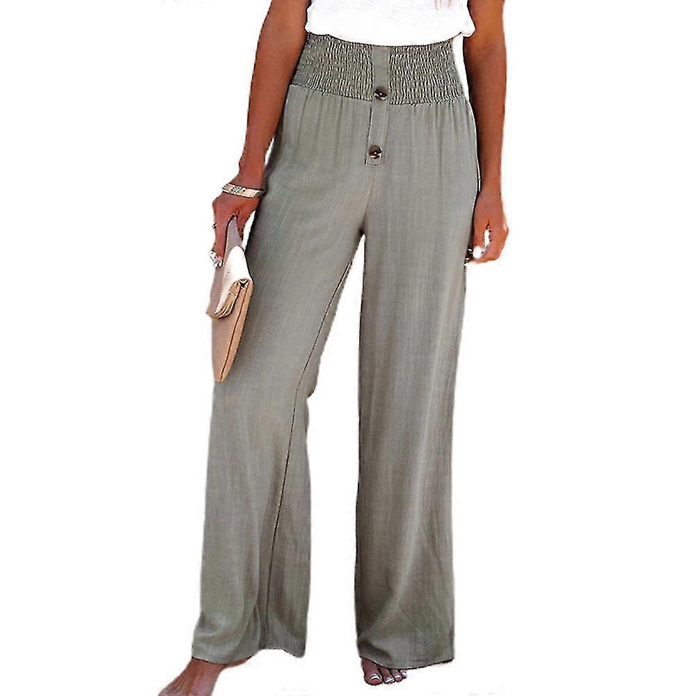 Frauen Elastische Taille Hose Weites Bein Freizeithose