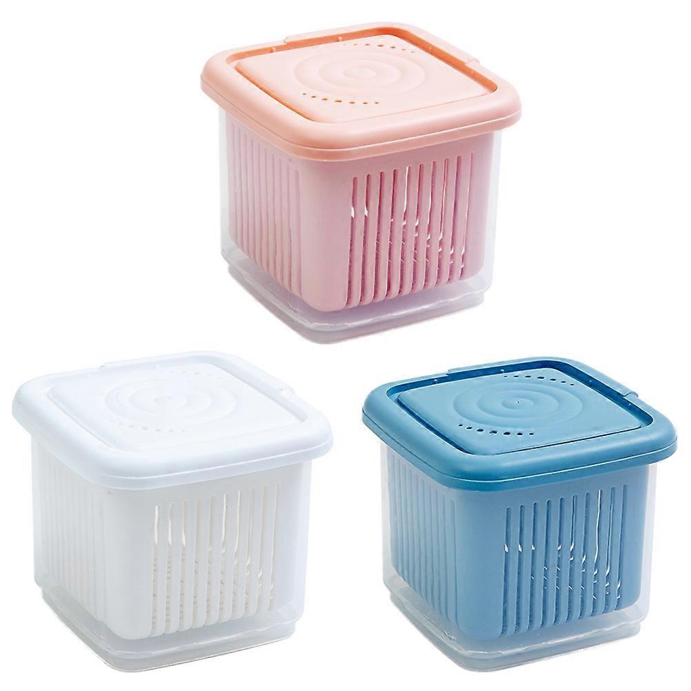 3pcs Transparent Food Containers Fresh-keeping Containers (Assorted Color)
