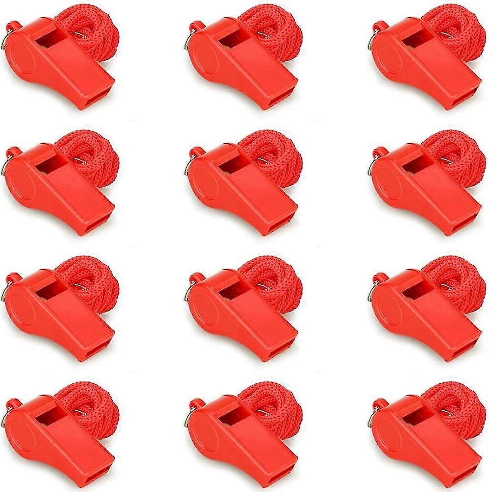 Emergency Whistles With Lanyard, Loud Crisp Sound, 12 Packs Plastic Whistle Bulk Ideal For Lifeguard, Self-defense And Emergencyrandom Color