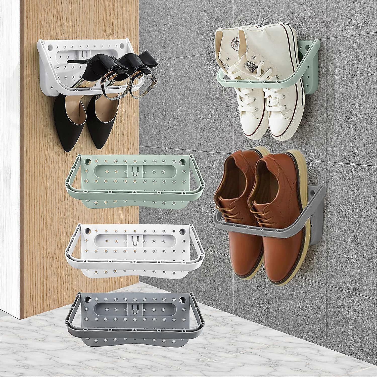 6 Pcs Shoes Folding Rack ,Wall Mounted without Drilling