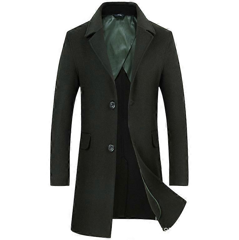 Men's Winter Notched Collar Single Breasted Quilted Wool Midi Coats Plaid