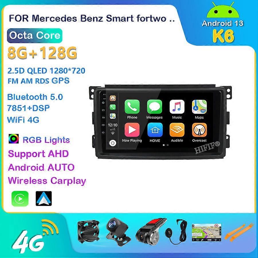 Android 13 For Mercedes Benz Smart fortwo 2006-2015 Car Radio Multimedia Video Player Navigation GPS 2 din 2G + 32G NO dvd 2DIN