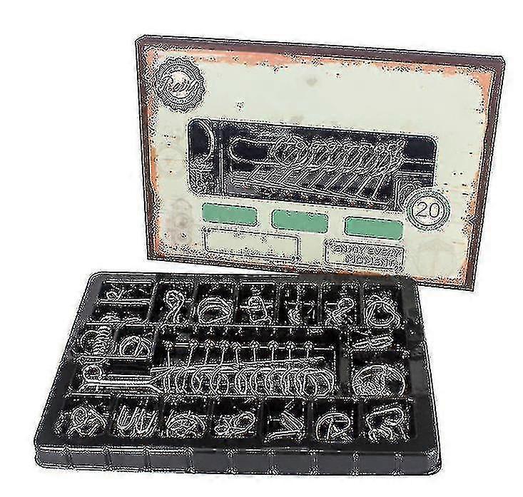 20pcs Iron Link Unlocking Interlocking Puzzle Game Chinese Ring Magic Trick Toy Set