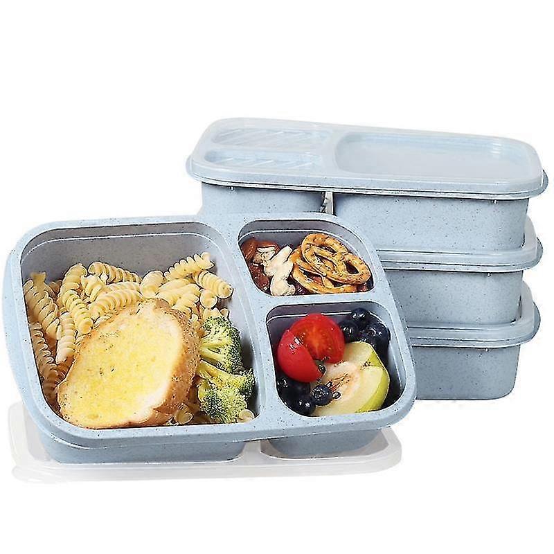 4 Packs Meal Prep Plastic Lunch Containers With 3 Compartments, Reusable Bento Box For Kids/toddler