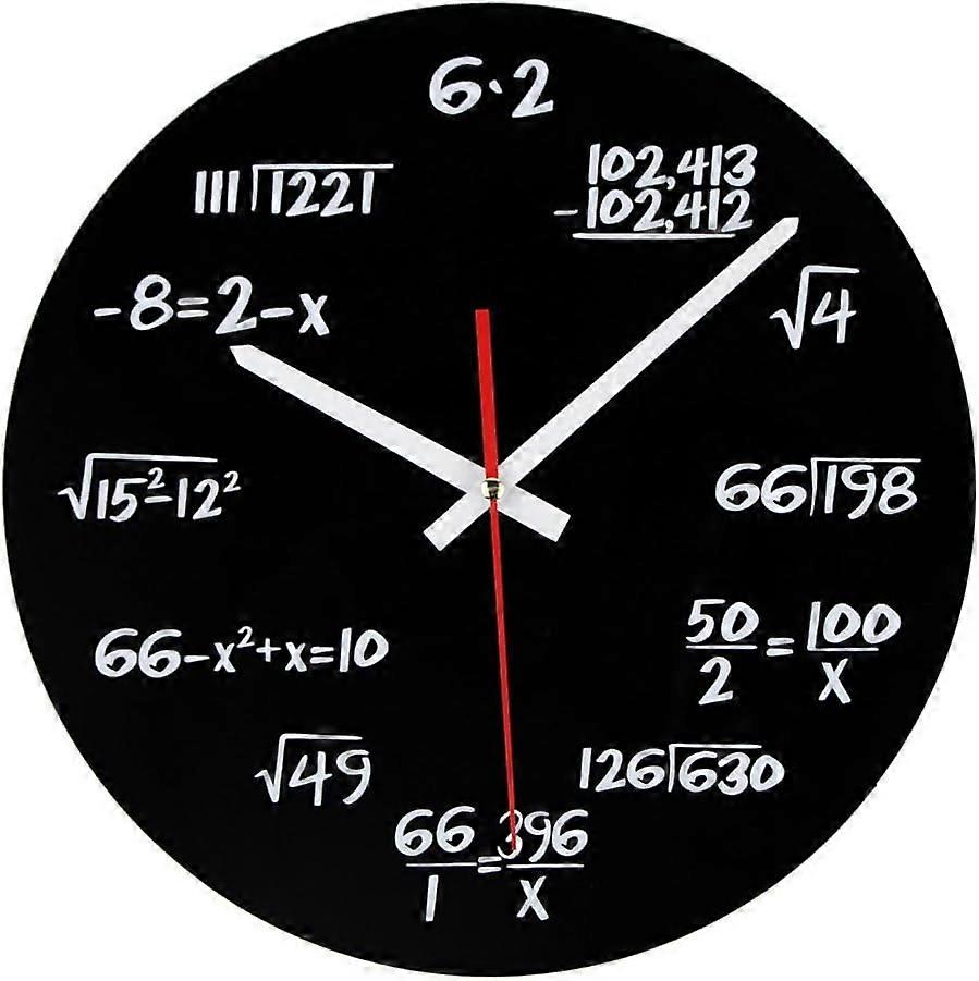 Math Clock, Unique Wall ClockDesign Novelty Maths Equation Clock - Each Hour Marked By a Simple Math Equation (Black)