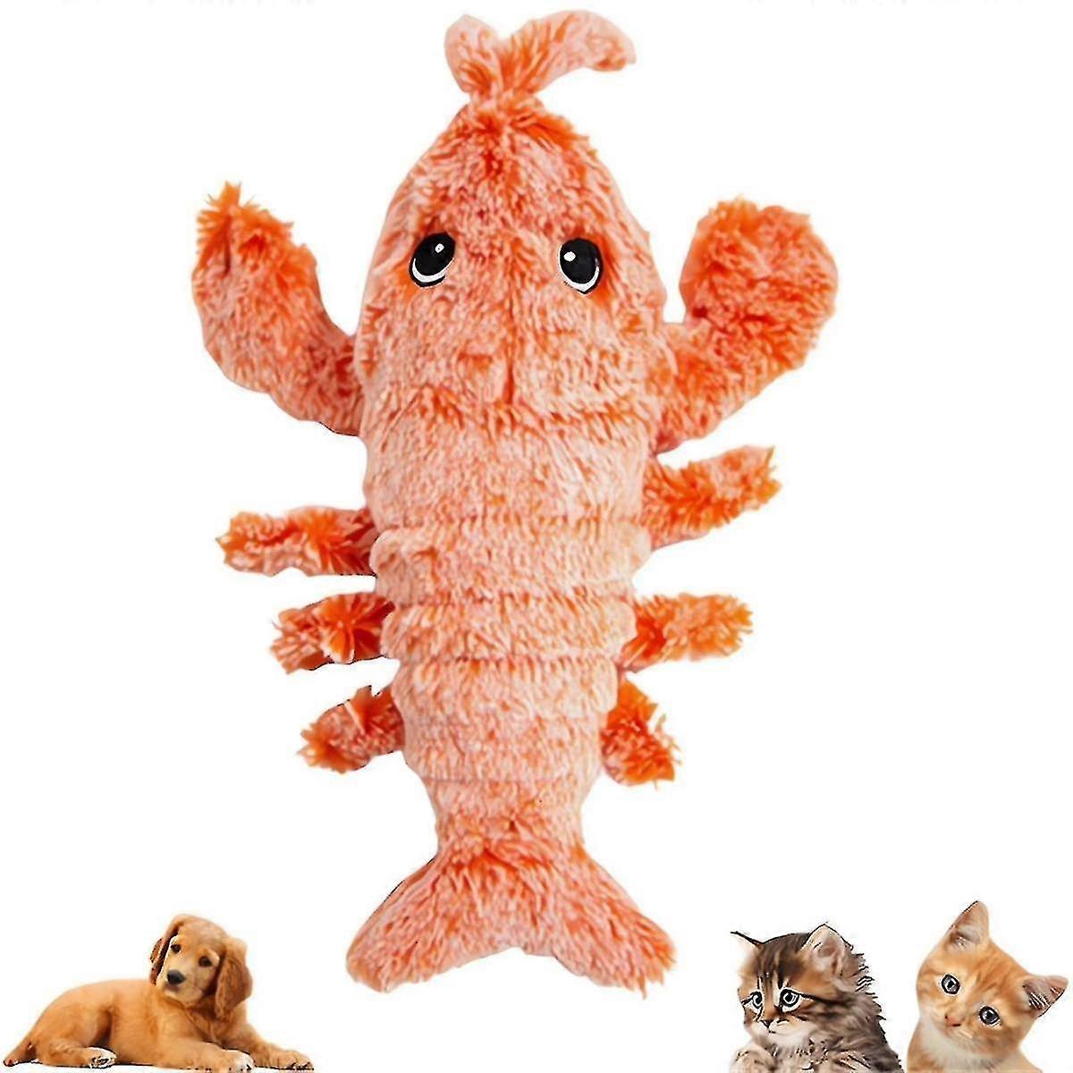 Floppy Lobster Dog Toys Plush Jumping Lobster Interactive Toy Motion Activated Moving Pet Toy, Plush Pet Chew Toy,B-AJ