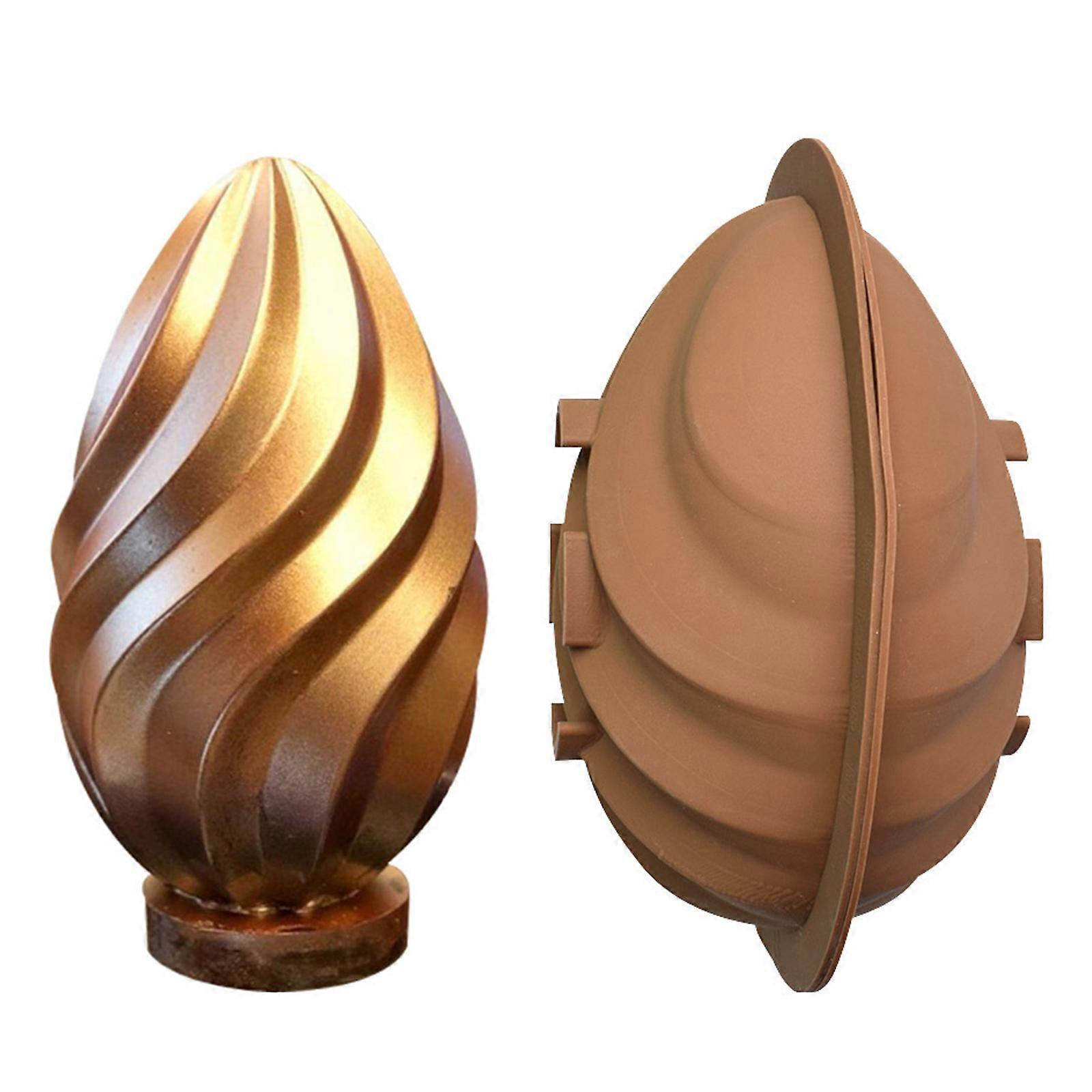  2 Pieces Silicone Molds Half Water-patterned Egg Shape Chocolate Mold for Baking